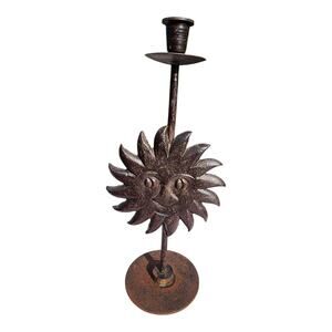 VTG Sun Face Haitian Candlestick Art Recycled Steel Drum Metal Wall 14"